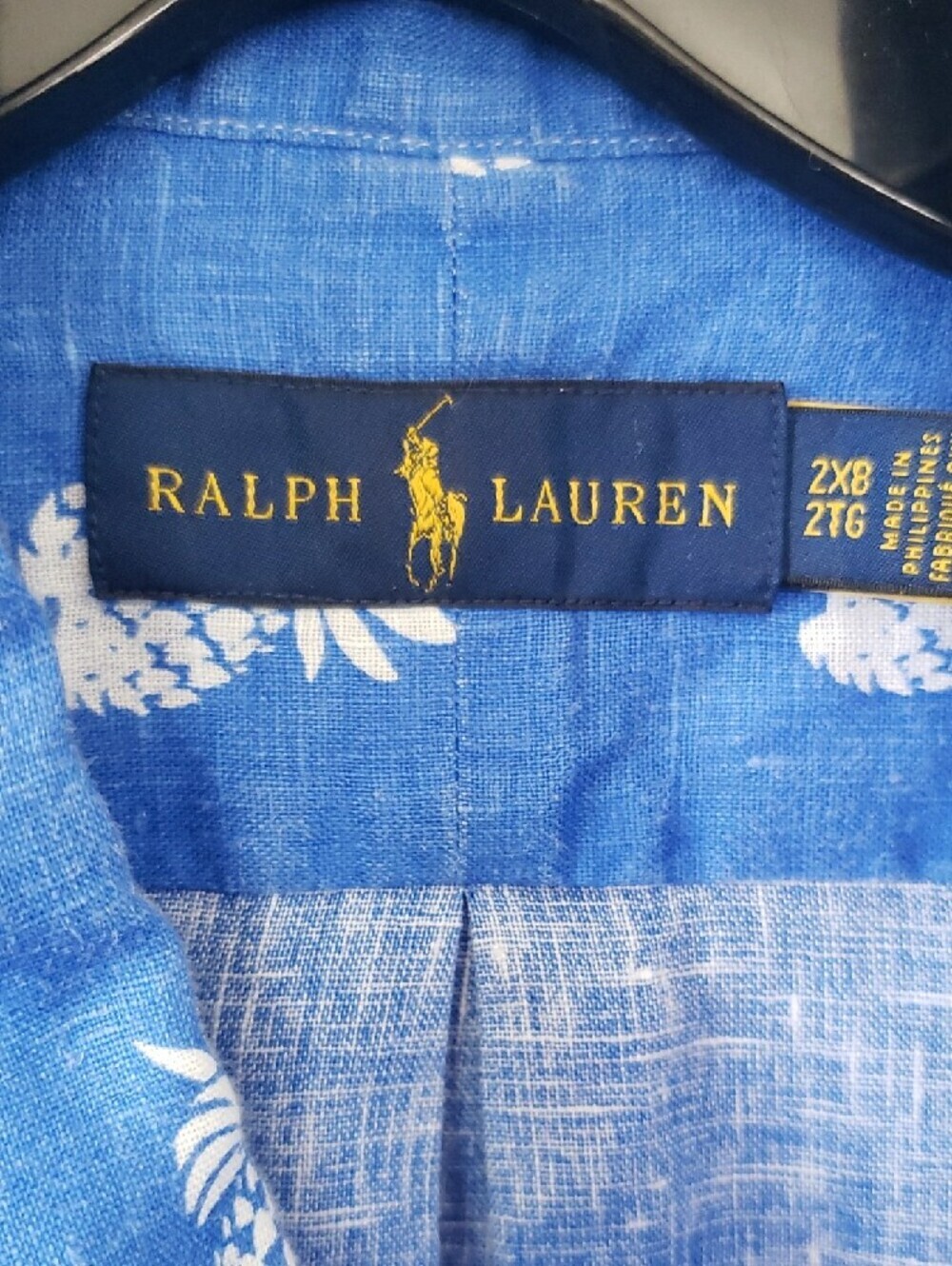 Ralph Lauren 100% Linen Blue Pineapple Print Short-Sleeve Shirt Size 2XB - Picture 2 of 5